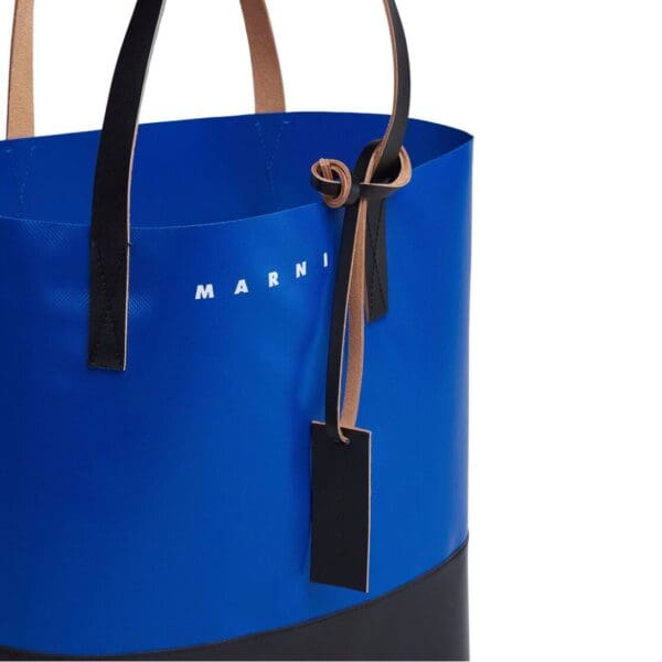 MARNI TRIBECA SHOPPING BAG IN BLUE AND BLACK