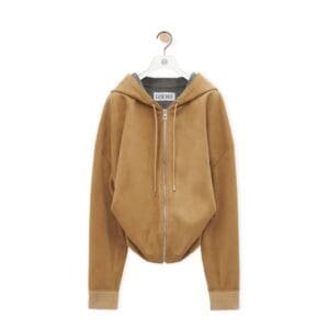 LOEWE DRAPED SUEDE HOODIE