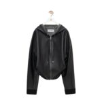 LOEWE HOODED SWEATSHIRT DRAPED IN LAMBSKIN NAPPA