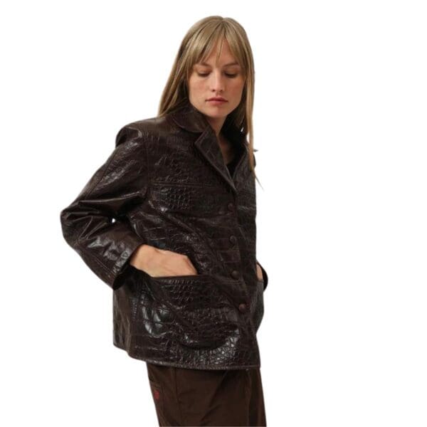 SAKS POTTS SARAH JACKET BROWN CROCO