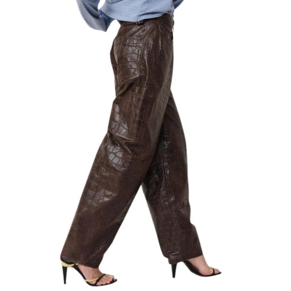 SAKS POTTS SCARLETT PANTS — BROWN CROCO