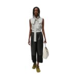 LOEWE CROPPED TROUSERS IN NAPPA LAMBSKIN AND SUEDE GOATSKIN