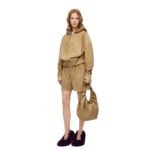 LOEWE DRAPED HOODIE IN SUEDE GOATSKIN