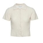 MAGDA BUTRYM BOUCLE KNIT BUTTON UP SHIRT IN CREAM