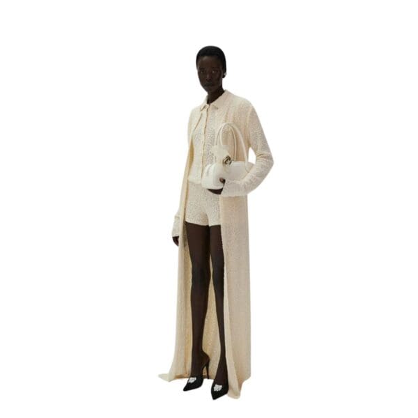 MAGDA BUTRYM BOUCLE KNIT DUSTER CARDIGAN IN CREAM