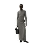 MAGDA BUTRYM HIGH NECK KNIT MAXI DRESS IN GRAY
