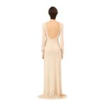MAGDA BUTRYM KNIT BACKLESS MAXI DRESS IN BEIGE