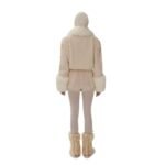 MAGDA BUTRYM FAUX FUR TRIM CABLE KNIT CARDIGAN IN CREAM