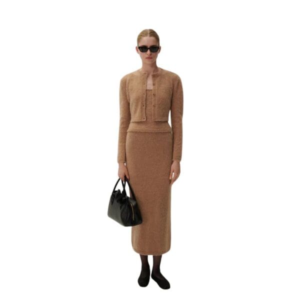 MAGDA BUTRYM MOHAIR MIDI SKIRT IN CARAMEL