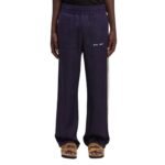 PALM ANGELS LOGO COTTON TRAVEL BLACK PANTS