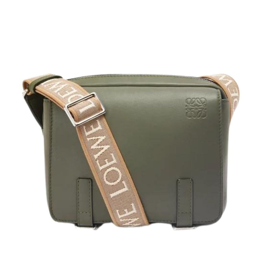 LOEWE XS MILITARY MESSENGER BAG IN SUPPLE SMOOTH CALFSKIN AND JACQUARD 1 LOEWE XS MILITARY MESSENGER BAG IN SUPPLE SMOOTH CALFSKIN AND JACQUARD