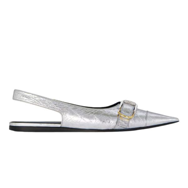 GIVENCHY VOYO FLAT SLINGBACKS IN LAMINATED LEATHER