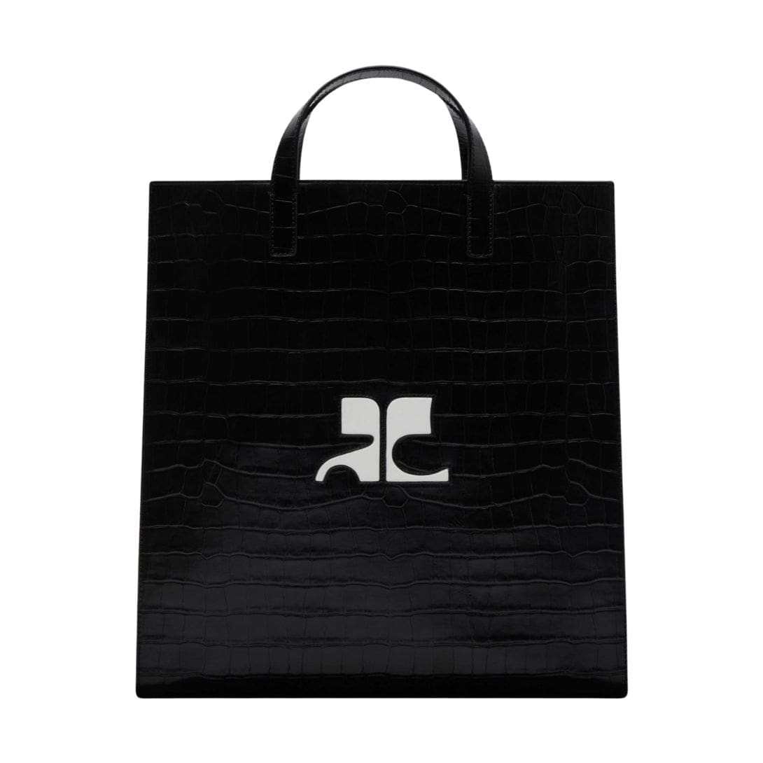 COURREGES HERITAGE CROCO STAMPED TOTE BAG