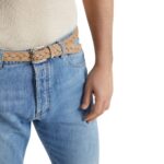 BRUNELLO CUCINELLI BRAIDED REVERSED CALFSKIN BELTS
