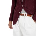 BRUNELLO CUCINELLI CALFSKIN BETL WITH BRAIDED DECORATION