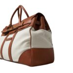 BRUNELLO CUCINELLI COTTON AND LINEN CAVALRY AND CALFSKIN COUNTRY WEEKENDER BAG