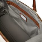 BRUNELLO CUCINELLI COTTON AND LINEN CAVALRY AND CALFSKIN TROLLEY BAG