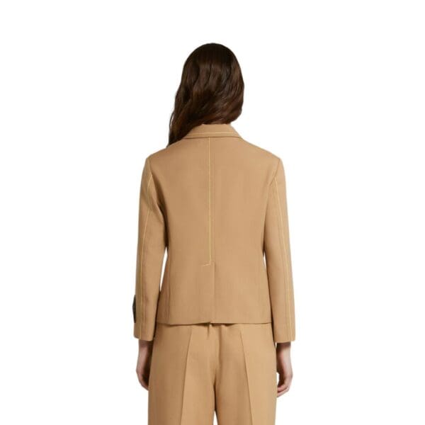 MARNI BEIGE WOOL JACKET WITH CONTRAST STITCHING
