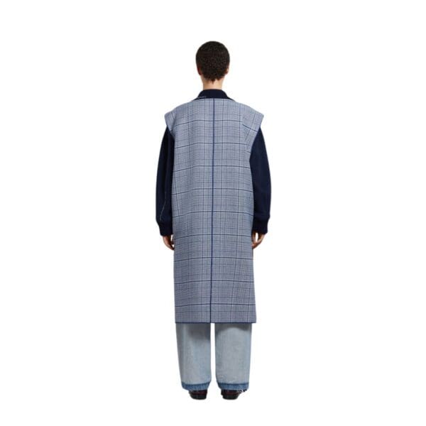MARNI BLUE AND YELLOW CHECKED WOOL REVERSIBLE VEST