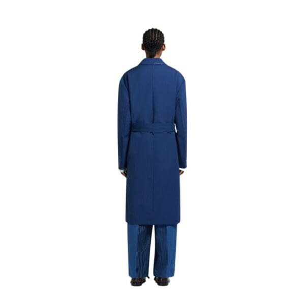 MARNI BLUE TROPICAL WOOL TRENCH COAT