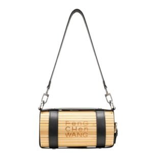 FENG CHEN BLACK LOGO STRAP BAMBOO BAG