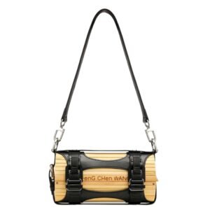 FENG CHEN WANG BLACK STRAP BAMBOO BAG