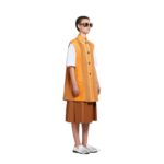 MARNI ORANGE SUEDE AND NAPPA PATCHWORK DRESS