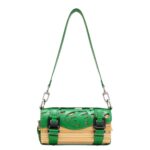 FENG CHEN WANG GREEN LOGO STRAP BAMBOO BAG