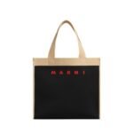 MARNI BLACK AND BEIGE JACQUARD SHOPPING BAG