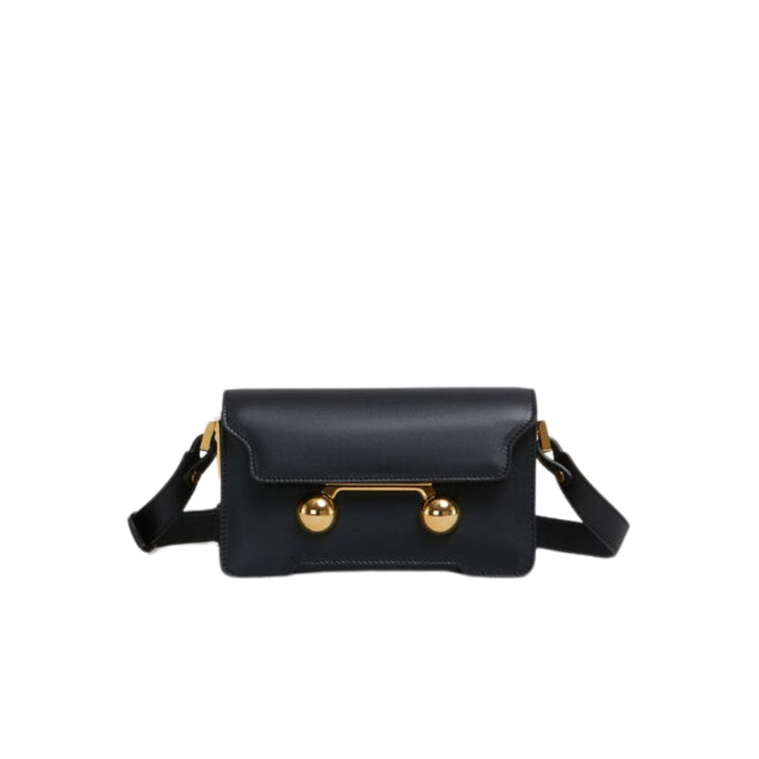 MARNI BLACK LEATHER TRUNKAROO MINI SHOULDER BAG