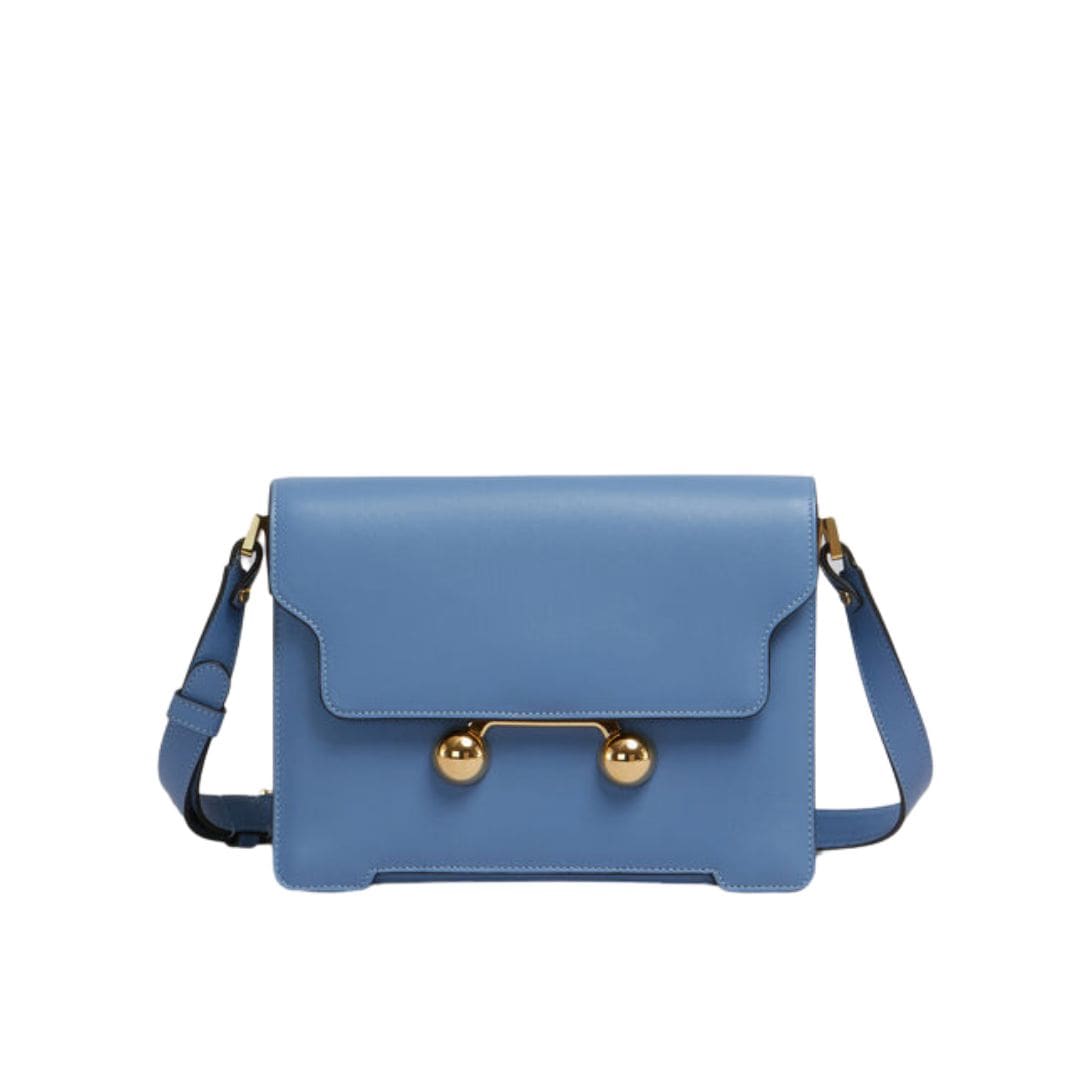 MARNI BLUE LEATHER TRUNKAROO MEDIUM SHOULDER BAG