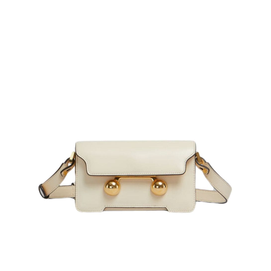 MARNI CREAM LEATHER TRUNKAROO MINI SHOULDER BAG