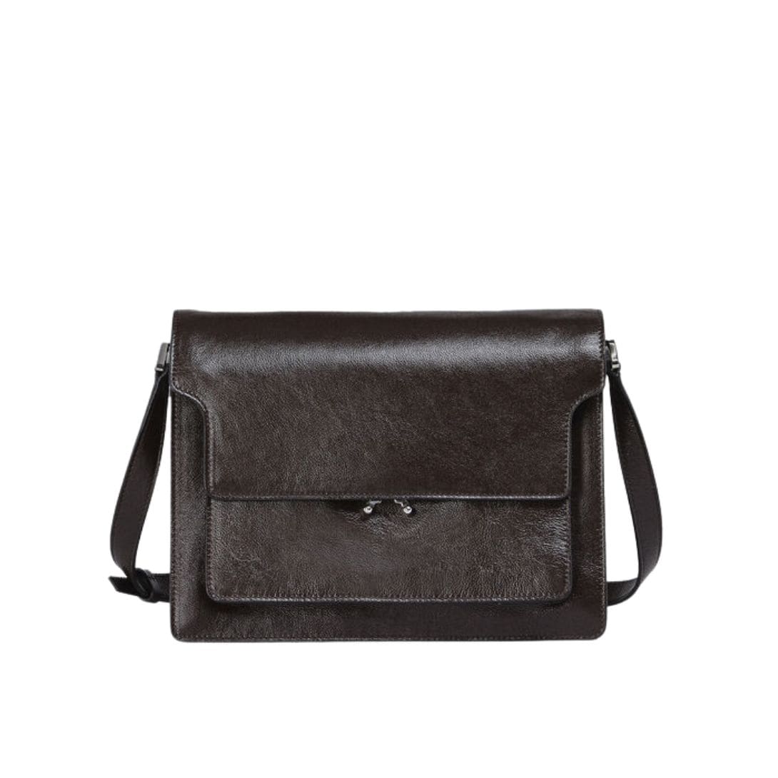 MARNI TRUNK SOFT LARGE BAG IN BROWN LEATHER