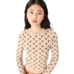 MARINE SERRE MOON JACQUARD KNIT FITTED SWEATER