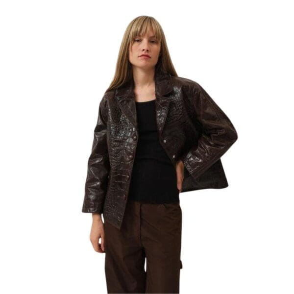 SAKS POTTS SARAH JACKET BROWN CROCO