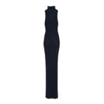 LOEWE BOUCLE HALTER KNITWEAR DRESS IN NAVY