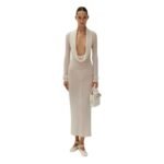 MAGDA BUTRYM BOUCLE KNIT COWL NECK DRESS IN CREAM