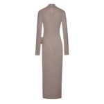 MAGDA BUTRYM HIGH NECK KNIT MAXI DRESS IN BEIGE
