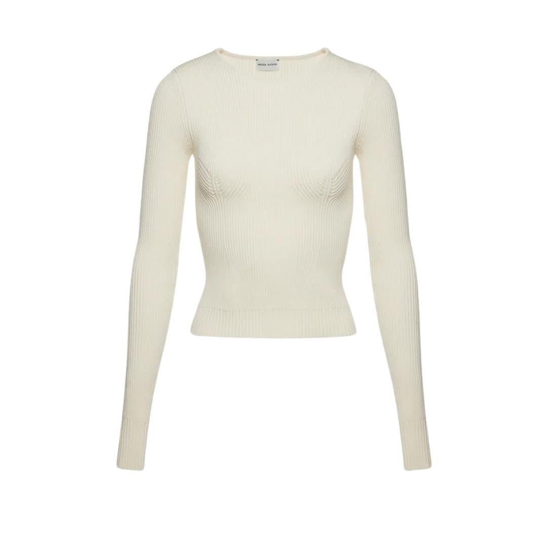 MAGDA BUTRYM SCULPTED RIB KNIT TOP IN CREAM