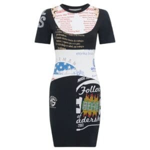 MARINE SERRE REGENERATED GRAPHIC T SHIRT MINI DRESS