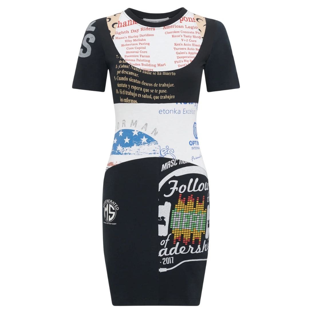 MARINE SERRE REGENERATED GRAPHIC T SHIRT MINI DRESS