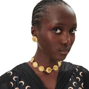 MARINE SERRE REGENERATED JERSEY DRAPED DRESS