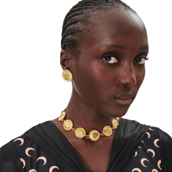 MARINE SERRE REGENERATED JERSEY DRAPED DRESS
