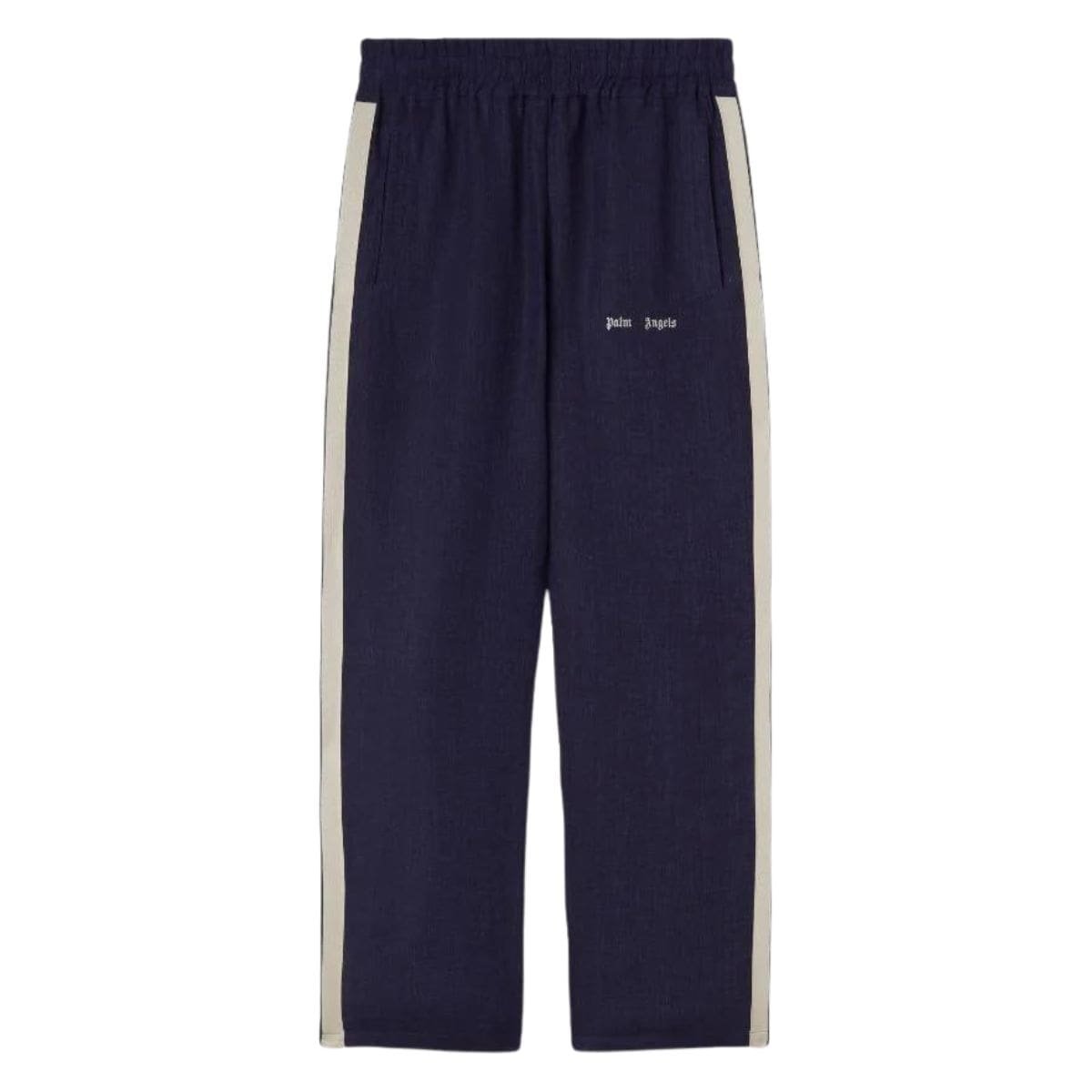 PALM ANGELS LOGO COTTON TRAVEL BLACK PANTS