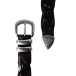 ALAIA BRAIDED CALFSKIN BELTS WITH DETAILED BUCKLE AND TIP