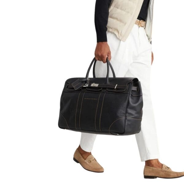 BRUNELLO CUCINELLI GRAINED CALFSKIN COUNTRY WEEKENDER BAG