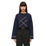 LOEWE CROPPED DIAMOND PATTERNED SWEATER IN WOOL