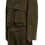 MARNI GREEN SUEDE JACKET WITH SHEARLING COLLAR