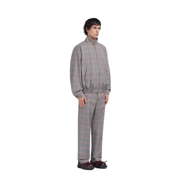 MARNI ORANGE CHECKED TECH WOOL BOMBER