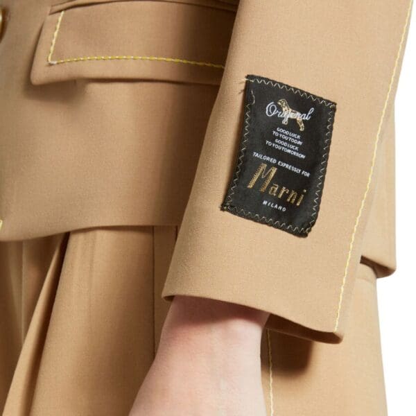 MARNI BEIGE WOOL JACKET WITH CONTRAST STITCHING